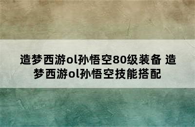 造梦西游ol孙悟空80级装备 造梦西游ol孙悟空技能搭配